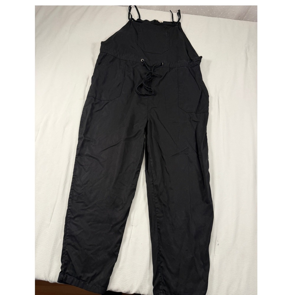 Fat Face Black Drawstring Waist Twill Overalls 14 Minimalist Sustainable Layer